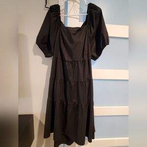 Elegant Black Puff Sleeve Dress